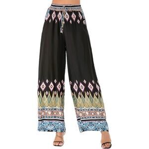 NEW Boho We Love Wide Leg Elastic High Waist Black Diamond Palazzo Pant Sz M NWT
